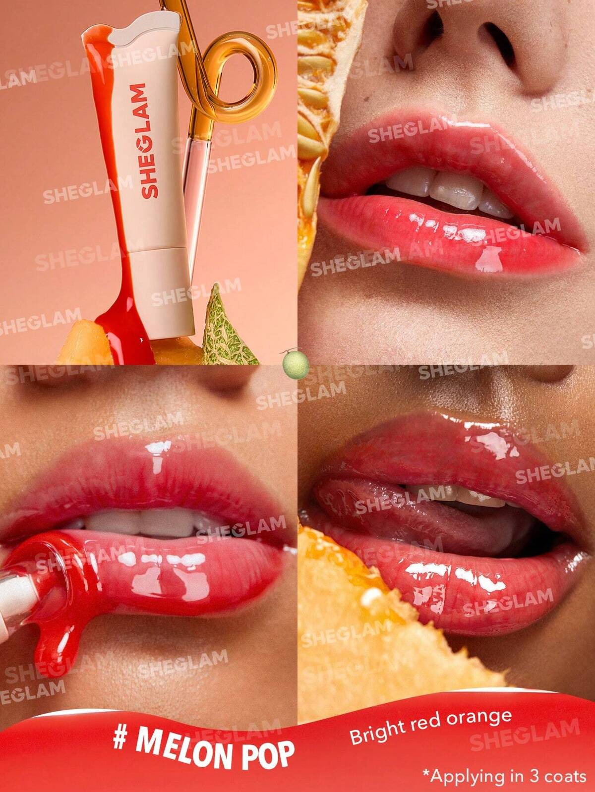 SHEGLAM CRYSTAL GLAZE MOISTURIZING LIP GLOSS-MELON POP 10ML