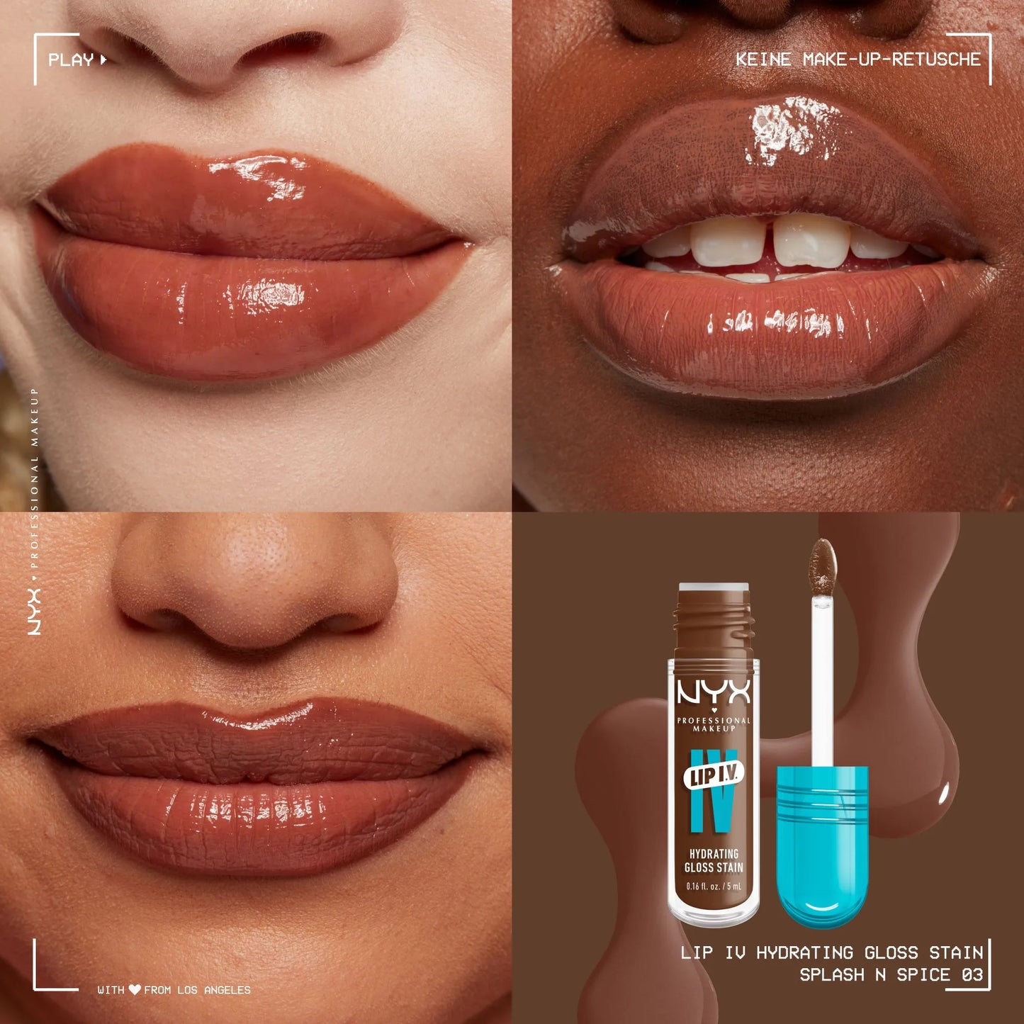 NYX Professional Makeup Lip I.V. Hydrating Gloss Serum N.03 Splash N Spice (Neutral Nude)