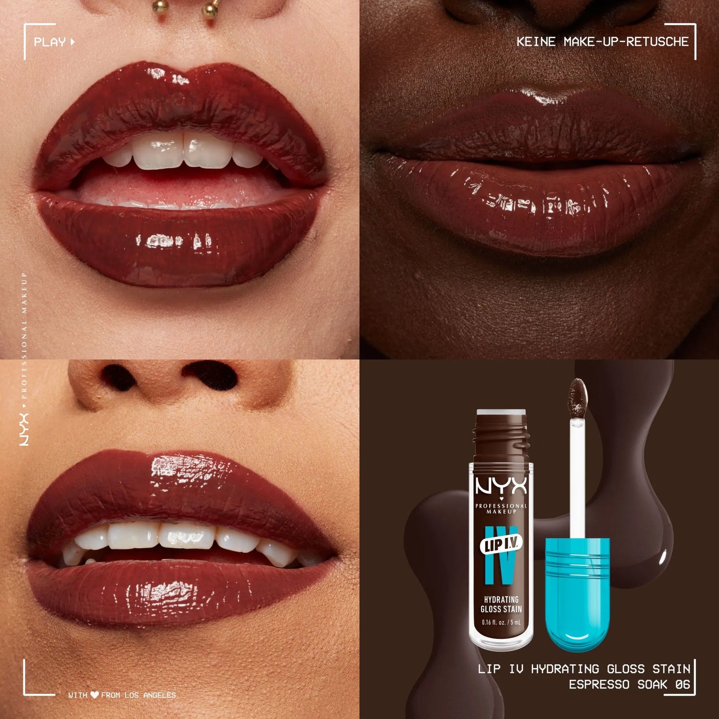 NYX Professional Makeup Lip I.V. Hydrating Gloss Serum N.06 Espresso Soak (Chocolate)