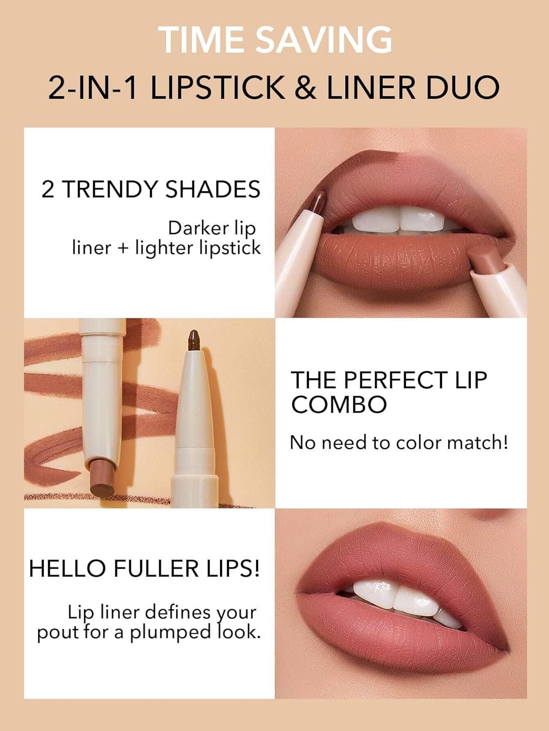 SHEGLAM GLAM 101 LIPSTICK & LINER DUO NO. WARM NUTMEG