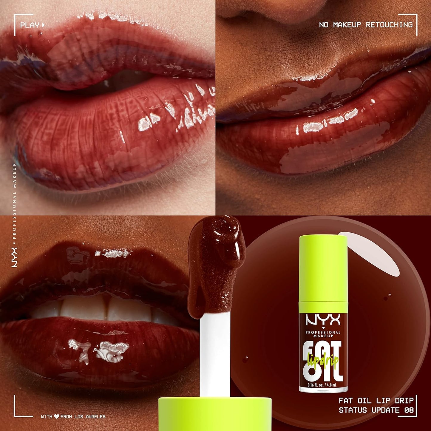 NYX Professional Makeup Fat Oil Lip Drip Hydrating Lip Gloss, 08 Status Update