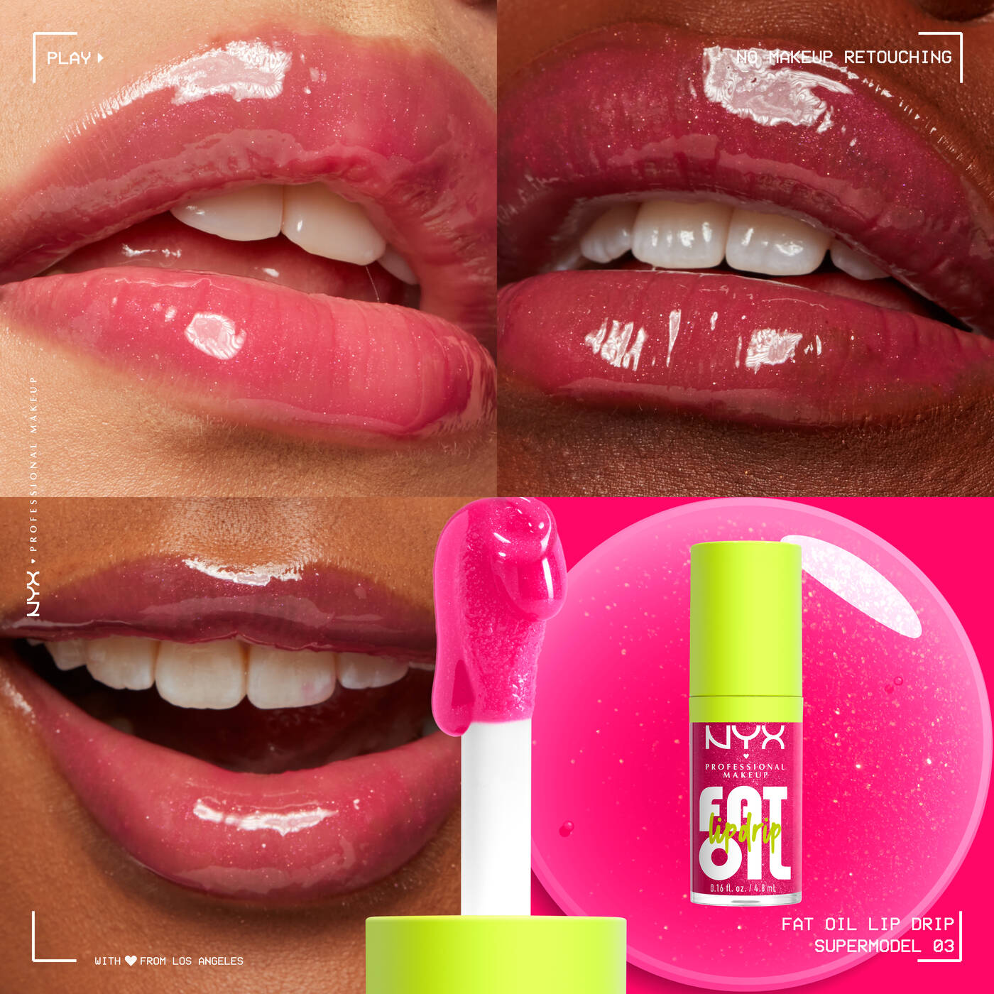 NYX Professional Makeup Fat Oil Lip Drip Hydrating Lip Gloss, 03 Supermodel